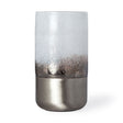 Baltic II Large White Brushed Silver Metal Bottom Glass Vase by Mercana at Eve Furniture