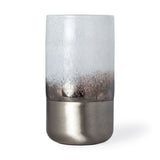 Baltic II Large White Brushed Silver Metal Bottom Glass Vase by Mercana at Eve Furniture