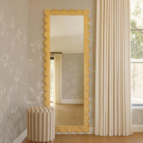Bama 29.1" x 75" Long Natural Rattan Wall Mirror by TOV Furniture at Eve Furniture