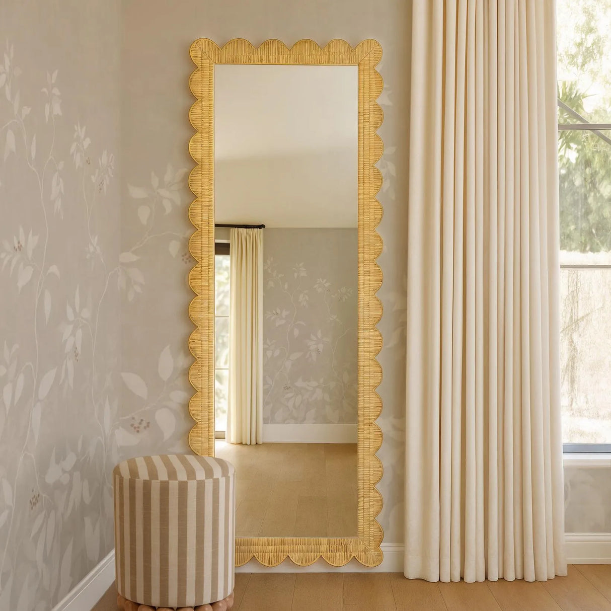 Bama 29.1" x 75" Long Natural Rattan Wall Mirror by TOV Furniture at Eve Furniture