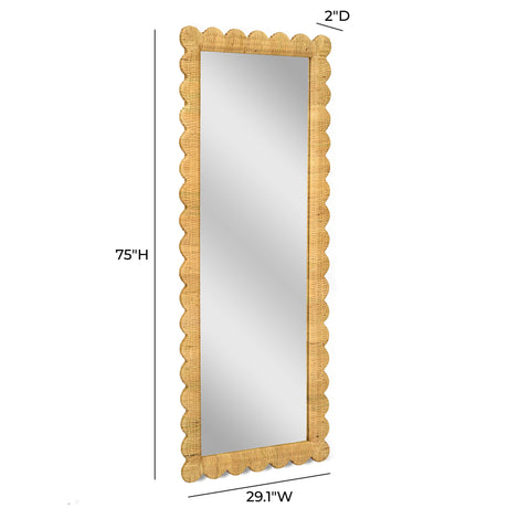 Bama 29.1" x 75" Long Natural Rattan Wall Mirror by TOV Furniture at Eve Furniture
