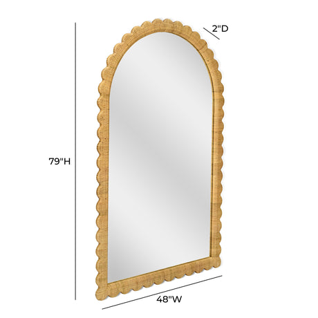 Bama 48" x 79" Jumbo Natural Rattan Arched Wall Mirror by TOV Furniture at Eve Furniture