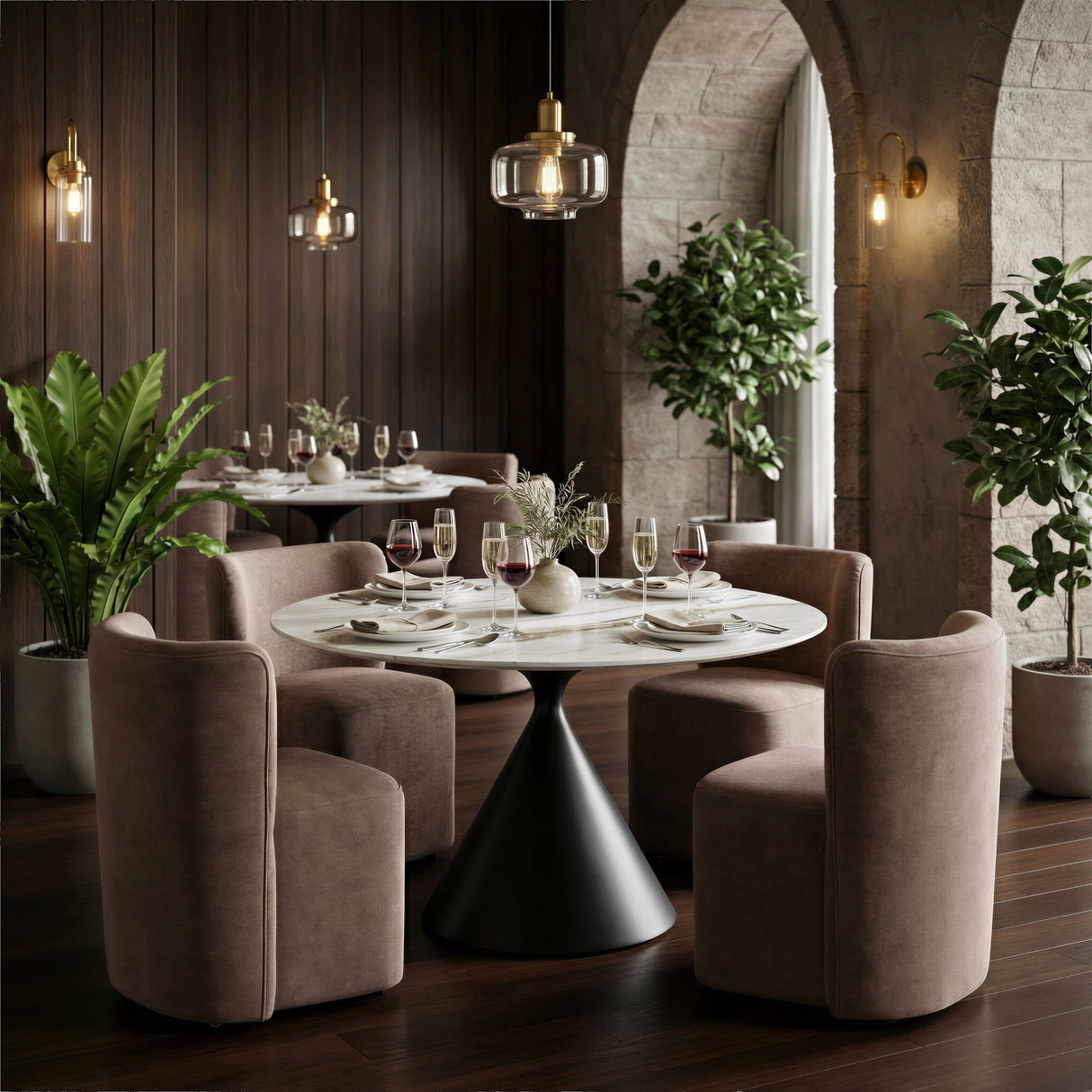 Bambun Taupe Dining Chair with Wheels by Zuomod at Eve Furniture