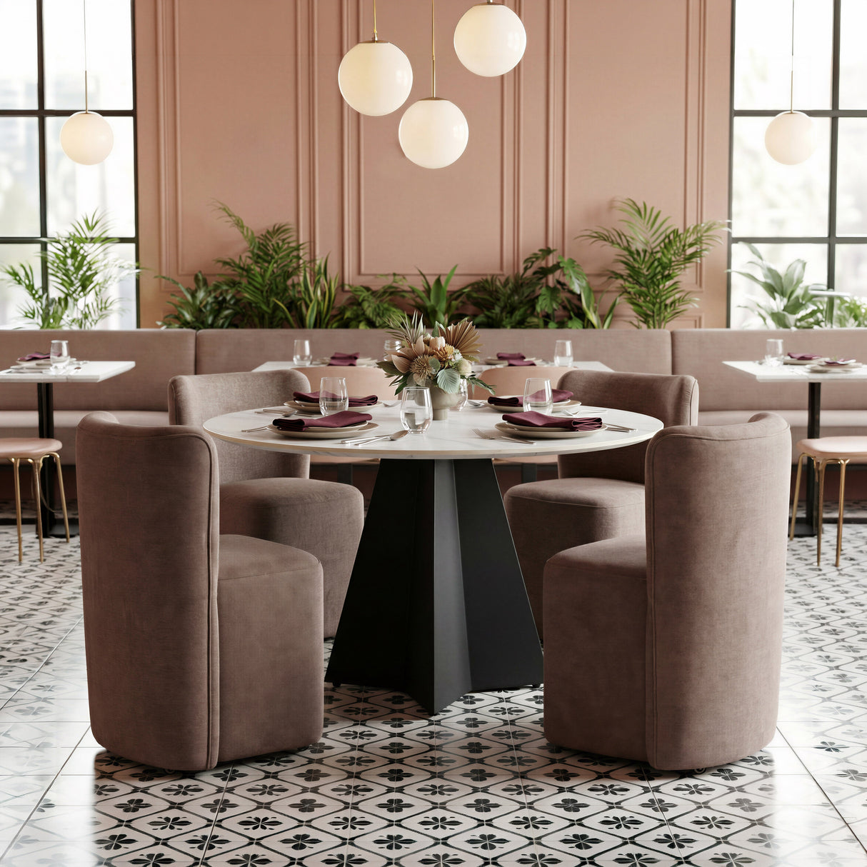 Bambun Taupe Dining Chair with Wheels by Zuomod at Eve Furniture
