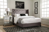 Bancroft Demi-wing Upholstered California King Bed Gray