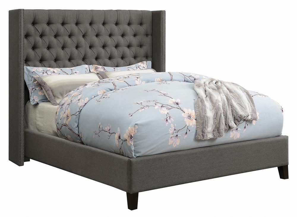 Bancroft Demi-wing Upholstered California King Bed Gray