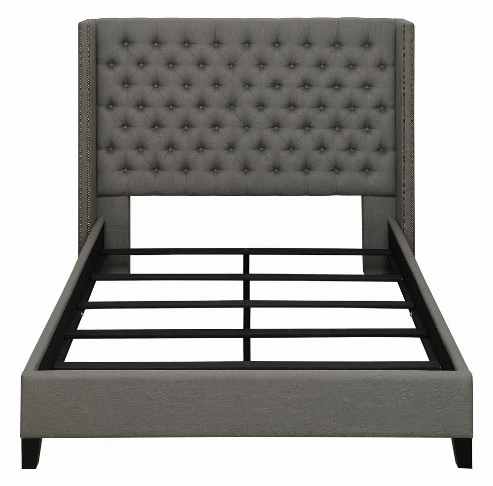 Bancroft Demi-wing Upholstered California King Bed Gray