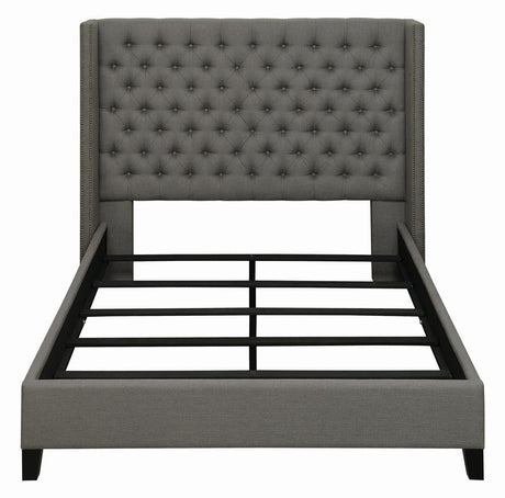 Bancroft Demi-wing Upholstered California King Bed Gray