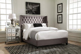 Bancroft Demi-wing Upholstered Eastern King Bed Gray