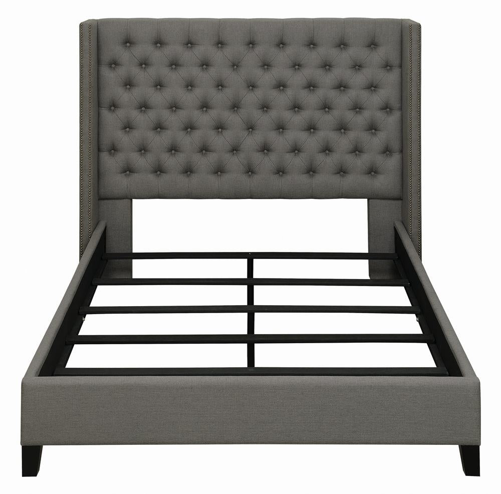 Bancroft Demi-wing Upholstered Eastern King Bed Gray