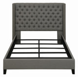 Bancroft Demi-wing Upholstered Eastern King Bed Gray