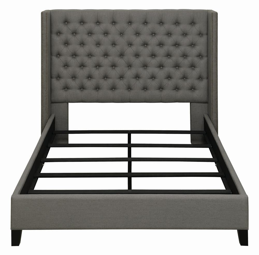 Bancroft Demi-wing Upholstered Full Bed Gray