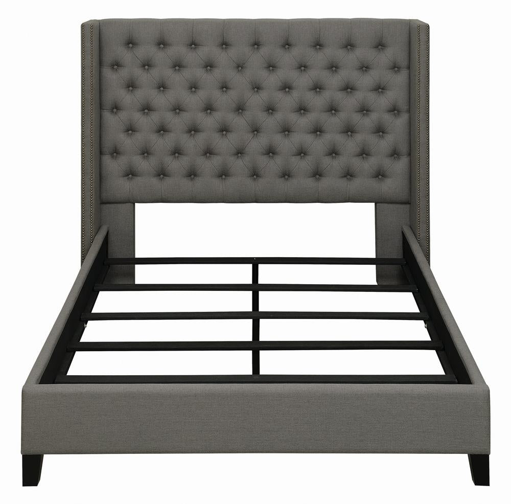 Bancroft Demi-wing Upholstered Queen Bed Gray