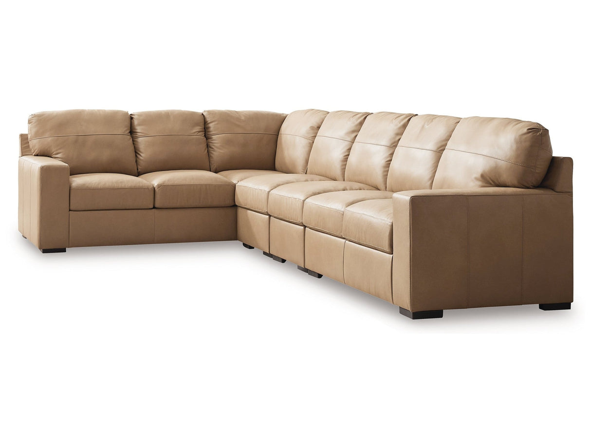 Bandon Toffee 4-Piece Leather Sectional by Ashley at Eve Furniture