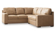 Bandon Toffee Leather 2-Piece Left Arm Facing LAF Sectional by Ashley at Eve Furniture