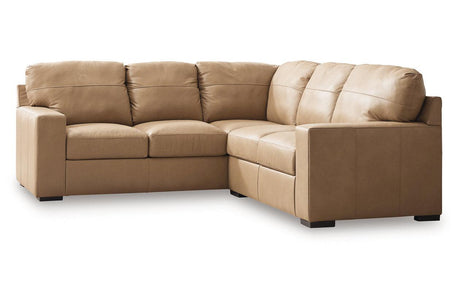 Bandon Toffee Leather 2-Piece Left Arm Facing LAF Sectional by Ashley at Eve Furniture