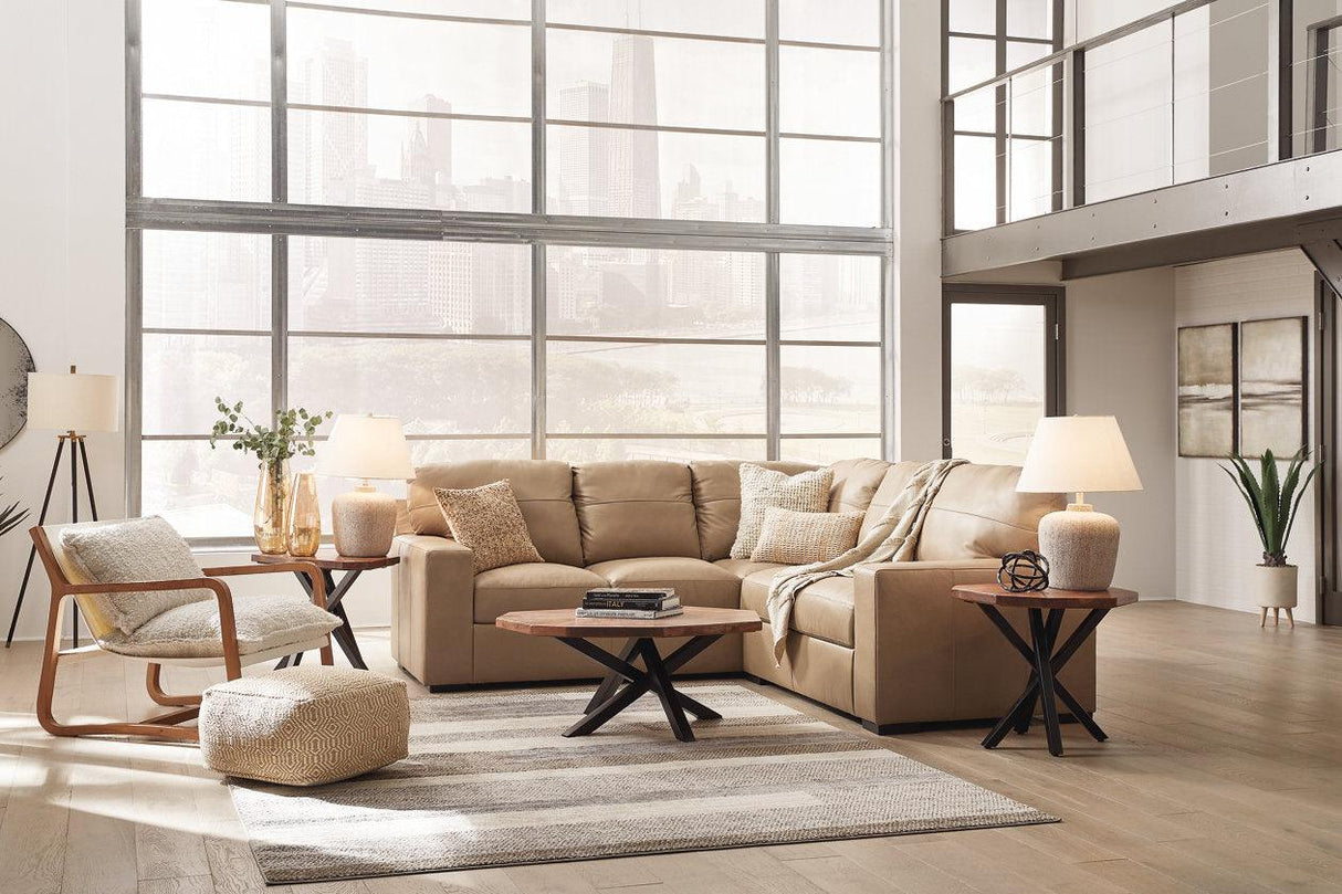 Bandon Toffee Leather 2-Piece Left Arm Facing LAF Sectional by Ashley at Eve Furniture