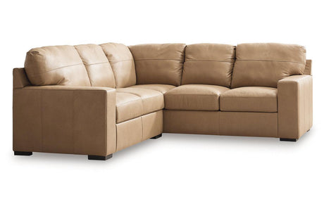 Bandon Toffee Leather 2-Piece Right Arm Facing RAF Sectional by Ashley at Eve Furniture