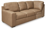 Bandon Toffee Leather 3-Piece Left Arm Facing Sectional by Ashley at Eve Furniture