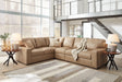Bandon Toffee Leather 3-Piece Left Arm Facing Sectional by Ashley at Eve Furniture
