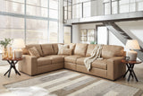 Bandon Toffee Leather 3-Piece Left Arm Facing Sectional by Ashley at Eve Furniture