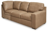 Bandon Toffee Leather 3-Piece Right Arm Facing RAF Sectional by Ashley at Eve Furniture