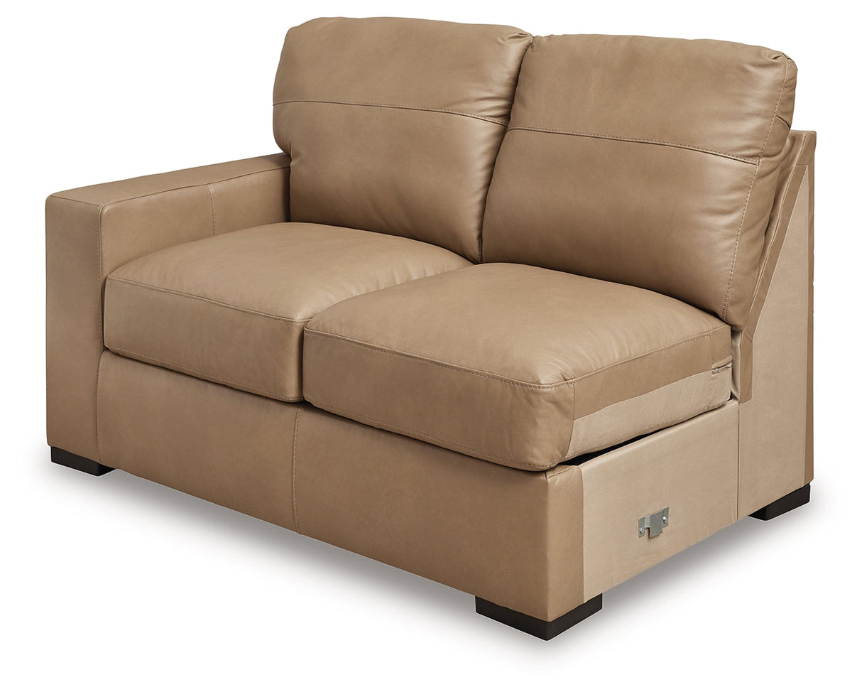 Bandon Toffee Leather 3-Piece Right Arm Facing RAF Sectional by Ashley at Eve Furniture
