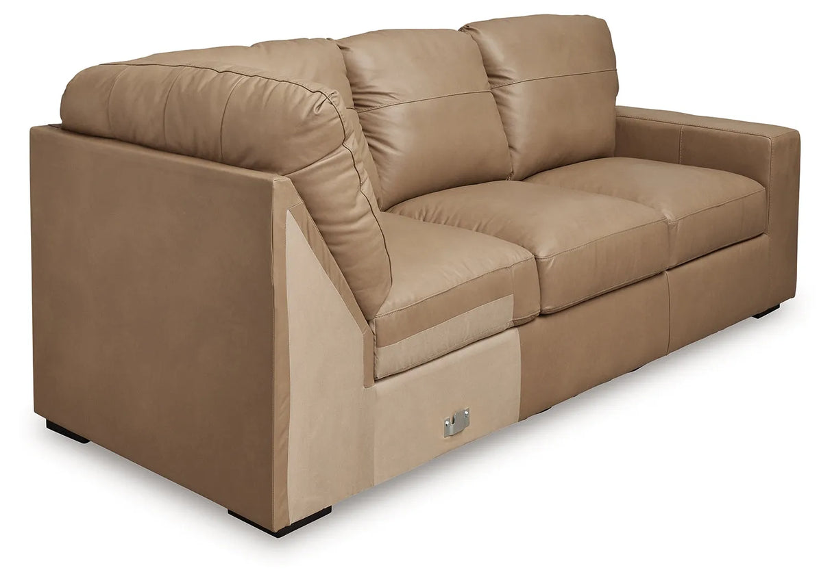 Bandon Toffee Right-Arm Facing Sofa with Corner Wedge by Ashley at Eve Furniture