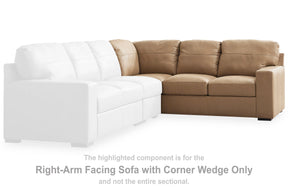 Bandon Toffee Right-Arm Facing Sofa with Corner Wedge by Ashley at Eve Furniture