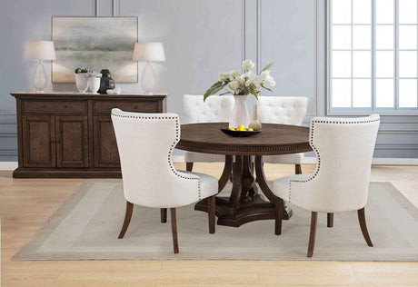 Baney Cream/Dark Oak Fabric Upholstered Dining Side Chair by Coaster at Eve Furniture