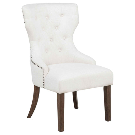 Baney Cream/Dark Oak Fabric Upholstered Dining Side Chair by Coaster at Eve Furniture