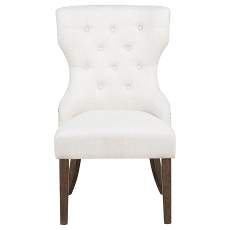 Baney Cream/Dark Oak Fabric Upholstered Dining Side Chair by Coaster at Eve Furniture