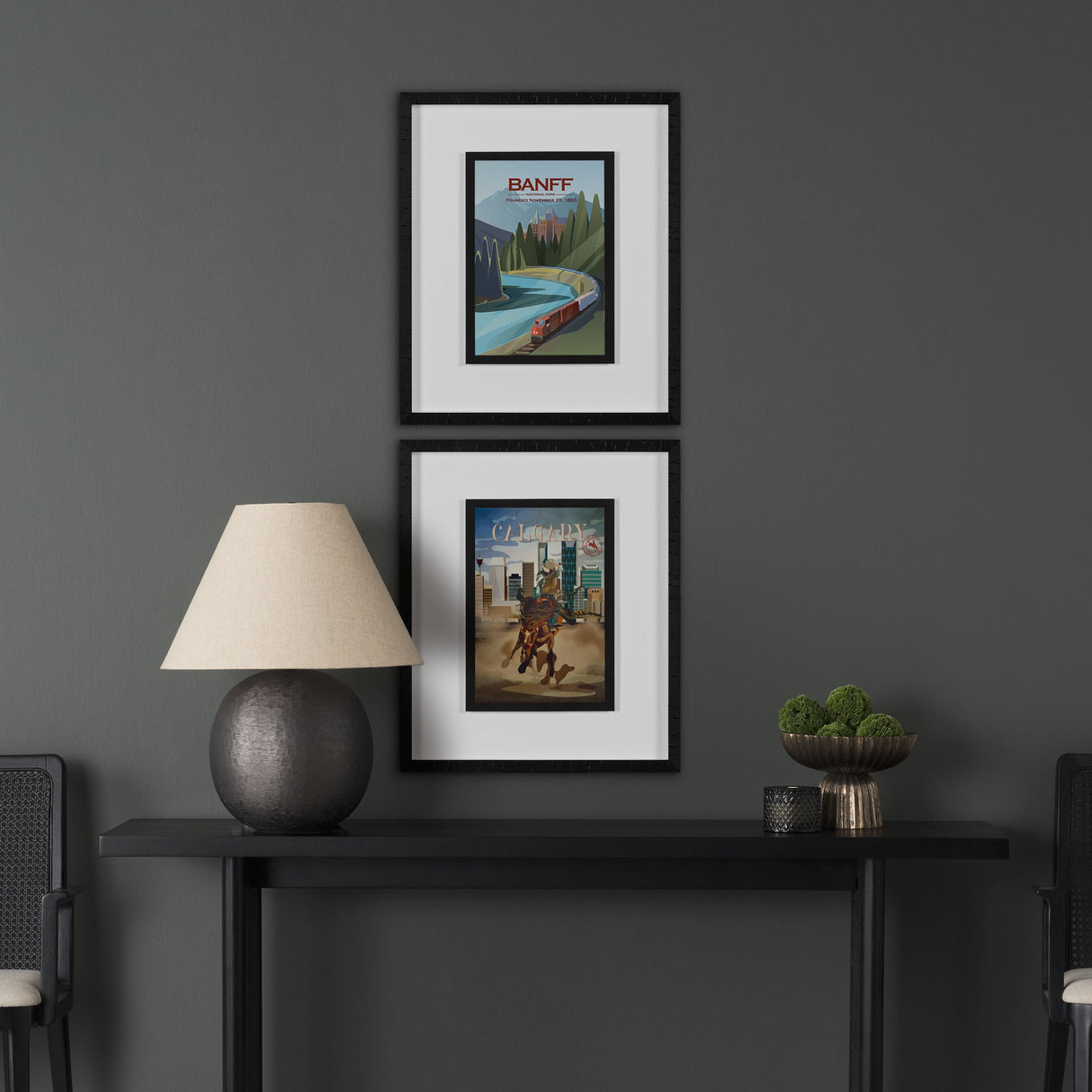 Banff Go Canada (M) by Mercana Studio a Framed Art Print Matted under Glass by Mercana at Eve Furniture