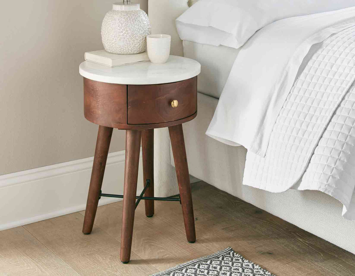 Bangalore White Marble Top Accent Table