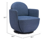 Bant Blue Swivel Chair by Zuomod at Eve Furniture