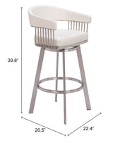 Bantry Swivel Barstool White by Zuomod at Eve Furniture