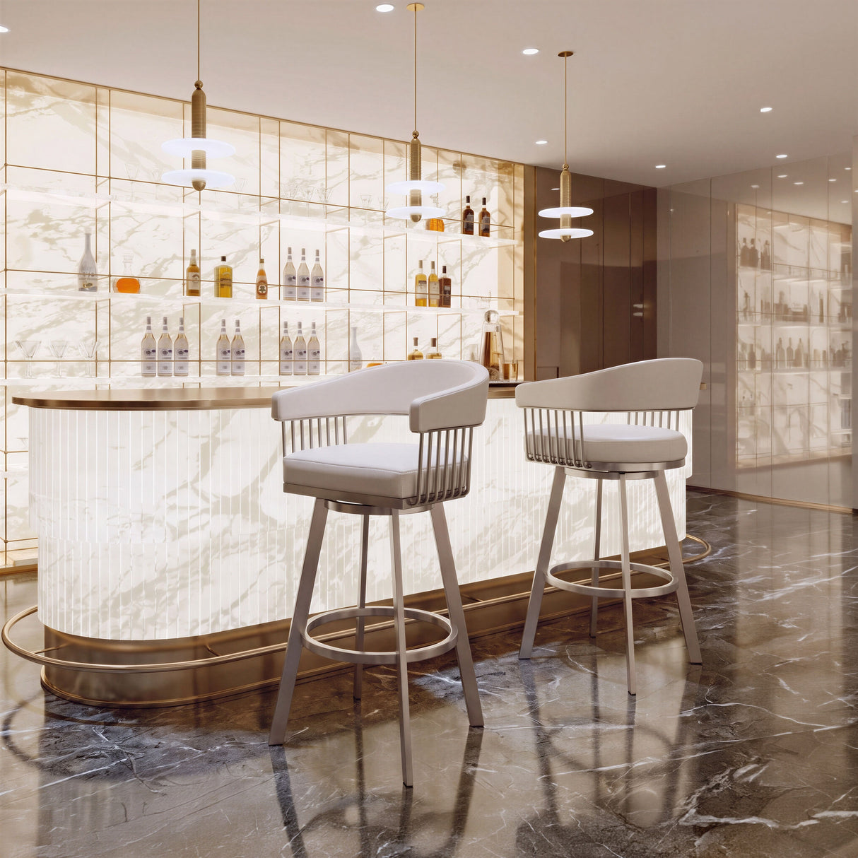 Bantry Swivel Barstool White by Zuomod at Eve Furniture
