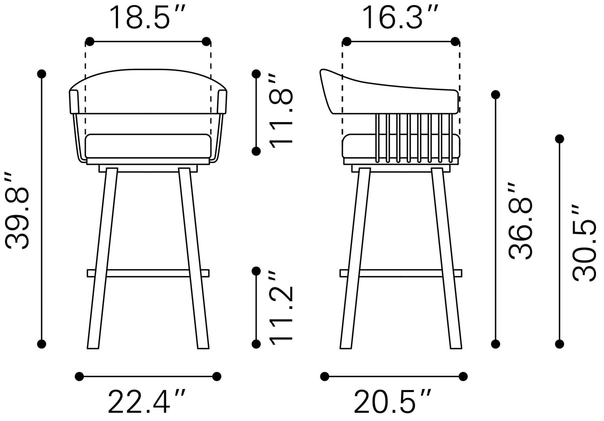 Bantry Swivel Barstool White by Zuomod at Eve Furniture