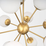 Barbara Brushed Gold Metal w/ Frosted Glass Globes 11-Light Chandelier by Mercana at Eve Furniture