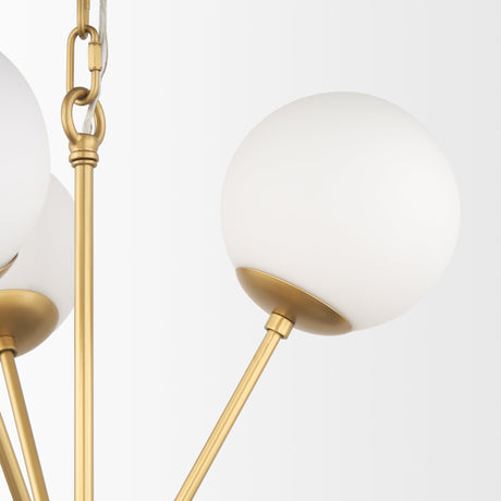 Barbara Brushed Gold Metal w/ Frosted Glass Globes 11-Light Chandelier by Mercana at Eve Furniture