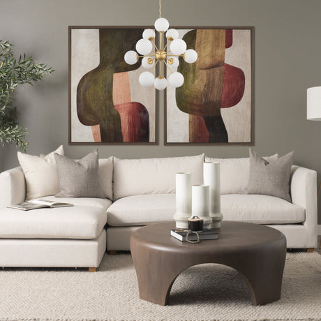 Barbara Brushed Gold Metal w/ Frosted Glass Globes 11-Light Chandelier by Mercana at Eve Furniture