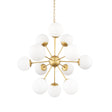 Barbara Brushed Gold Metal w/ Frosted Glass Globes 11-Light Chandelier by Mercana at Eve Furniture