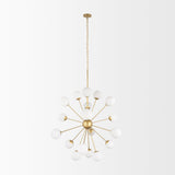 Barbara Brushed Gold Metal w/ Frosted Glass Globes 18-Light Chandelier by Mercana at Eve Furniture