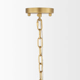 Barbara Brushed Gold Metal w/ Frosted Glass Globes 18-Light Chandelier by Mercana at Eve Furniture