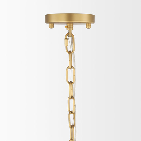 Barbara Brushed Gold Metal w/ Frosted Glass Globes 18-Light Chandelier by Mercana at Eve Furniture