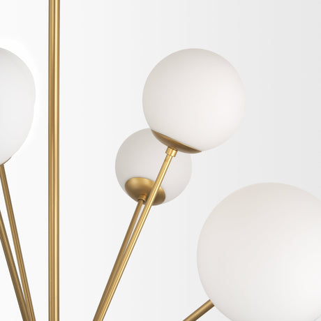 Barbara Brushed Gold Metal w/ Frosted Glass Globes 18-Light Chandelier by Mercana at Eve Furniture
