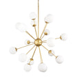 Barbara Brushed Gold Metal w/ Frosted Glass Globes 18-Light Chandelier by Mercana at Eve Furniture