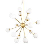 Barbara Brushed Gold Metal w/ Frosted Glass Globes 18-Light Chandelier by Mercana at Eve Furniture