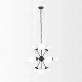 Barbara Matte Black Metal w/ Frosted Glass Globes 11-Light Chandelier by Mercana at Eve Furniture