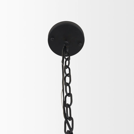 Barbara Matte Black Metal w/ Frosted Glass Globes 11-Light Chandelier by Mercana at Eve Furniture
